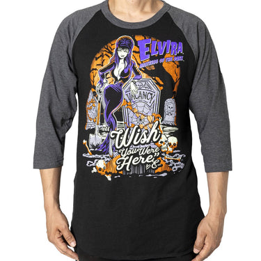 Elvira Wish You Were Here Longsleeve Raglan Tee - Kreepsville